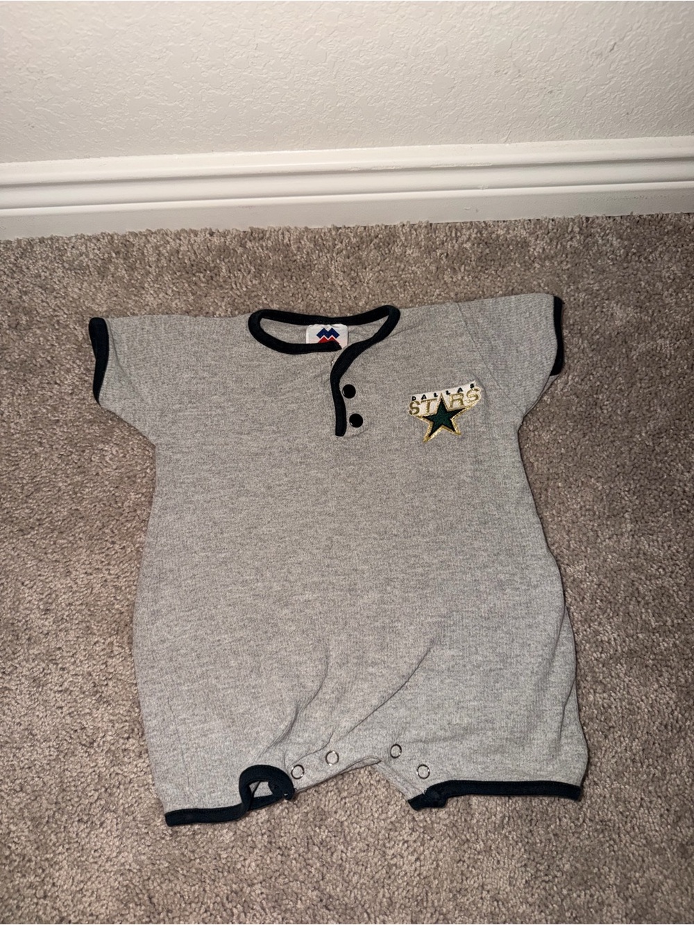 Gray Stars One-Piece Bodysuit with Navy Trim